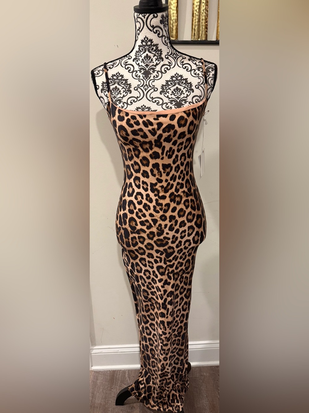 Good American Leopard Print Maxi Slip Dress